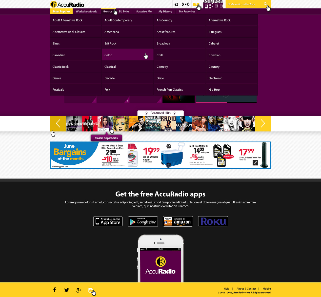 Web Design by Parry PRK for AccuRadio | Design #4374091