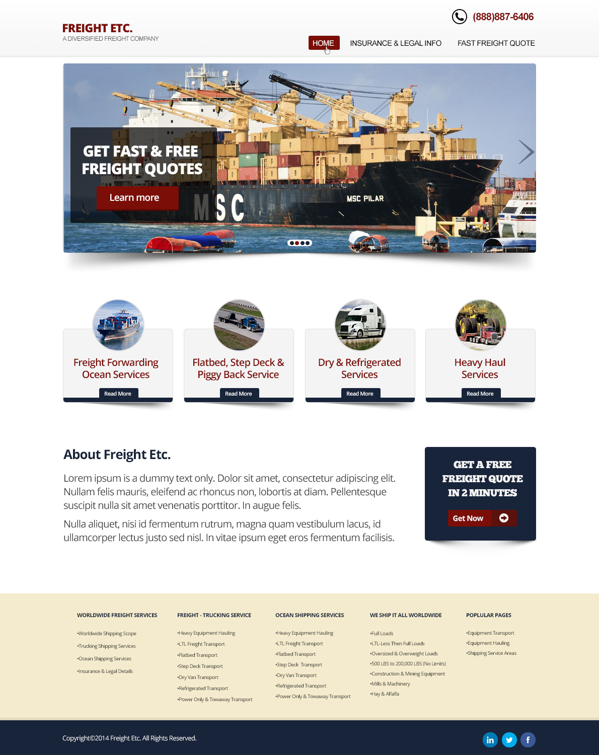 Wordpress Design by CoolDesignz for Freight Etc Inc. | Design #4382147