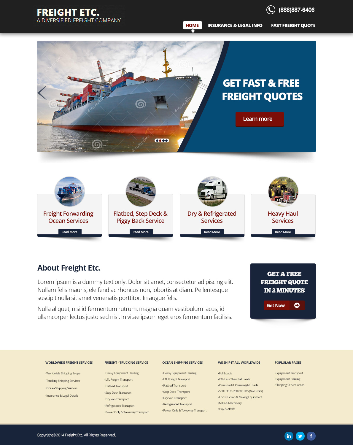 Wordpress Design by CoolDesignz for Freight Etc Inc. | Design #4382154
