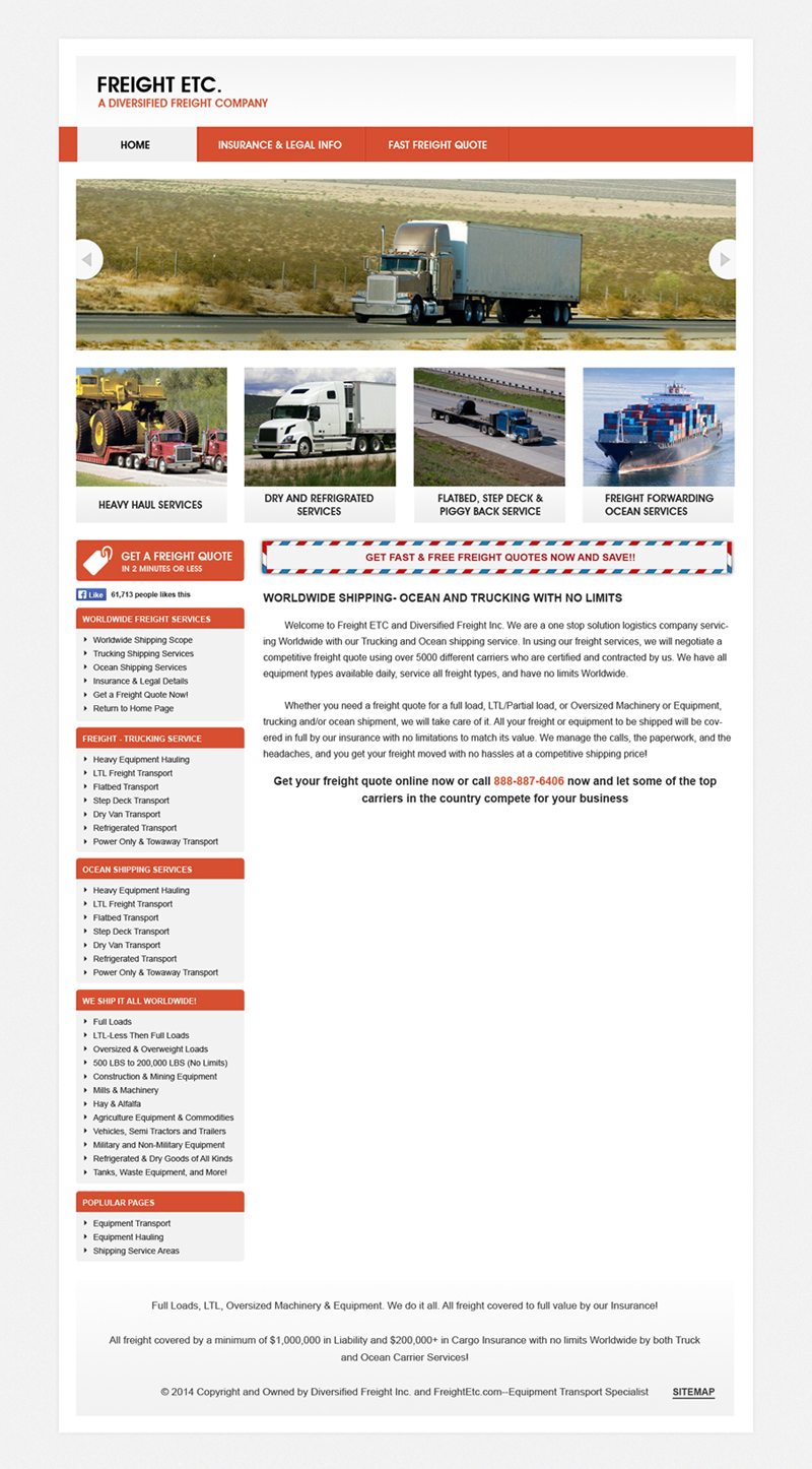 Wordpress Design by huzefa072 for Freight Etc Inc. | Design #4385032