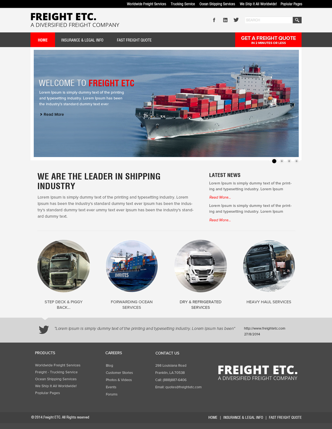 Wordpress Design by OM for Freight Etc Inc. | Design #4391925