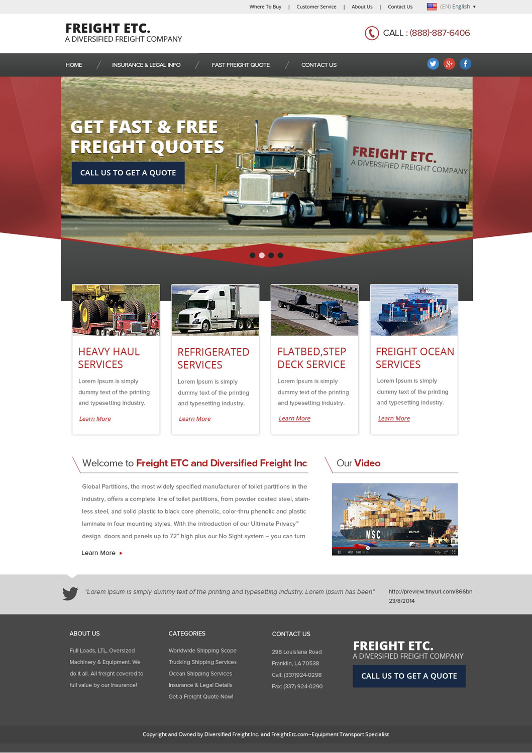 Wordpress Design by OM for Freight Etc Inc. | Design #4391928