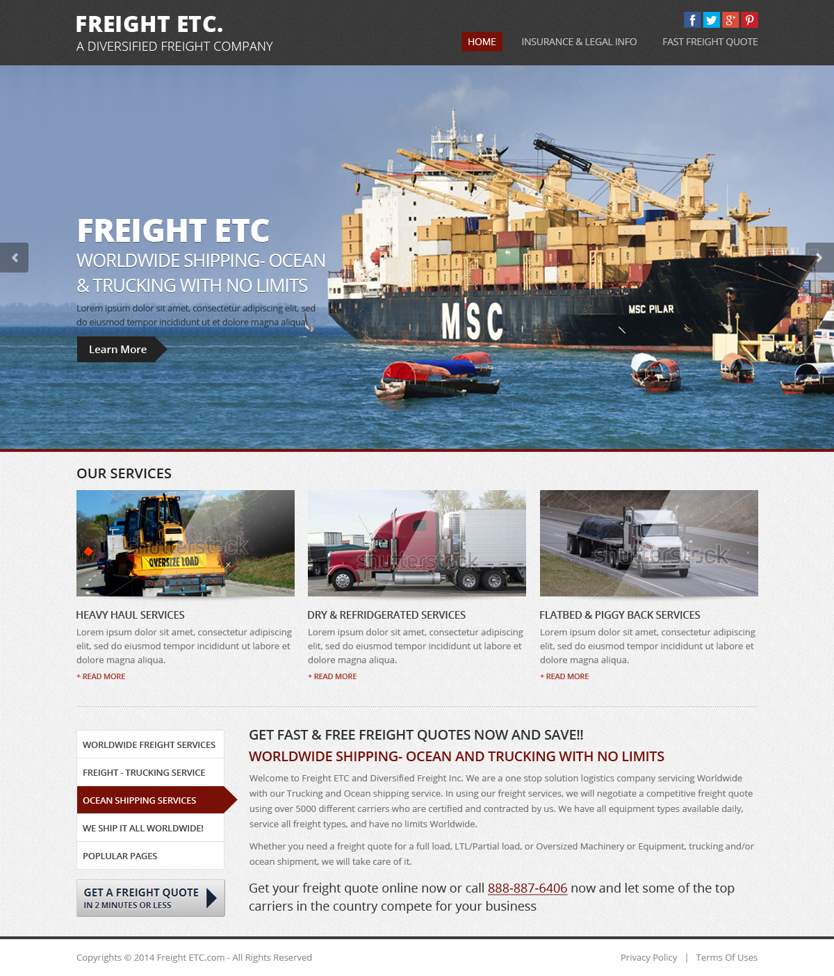 Wordpress Design by OM for Freight Etc Inc. | Design #4391933