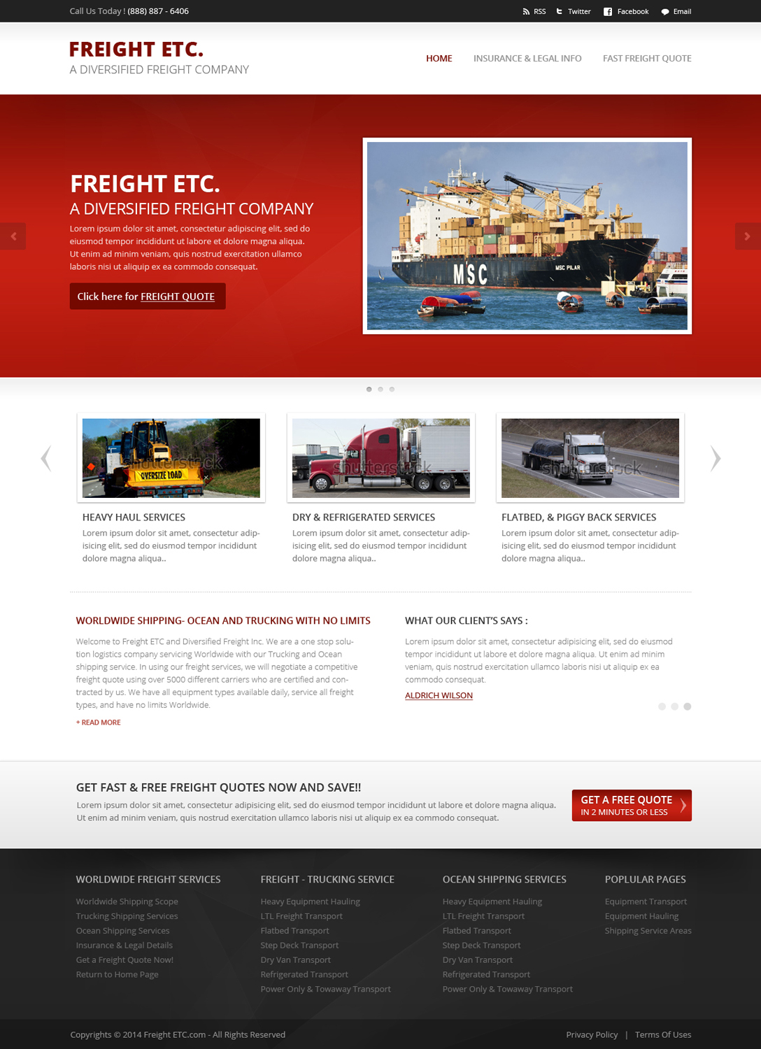 Wordpress Design by OM for Freight Etc Inc. | Design #4391939