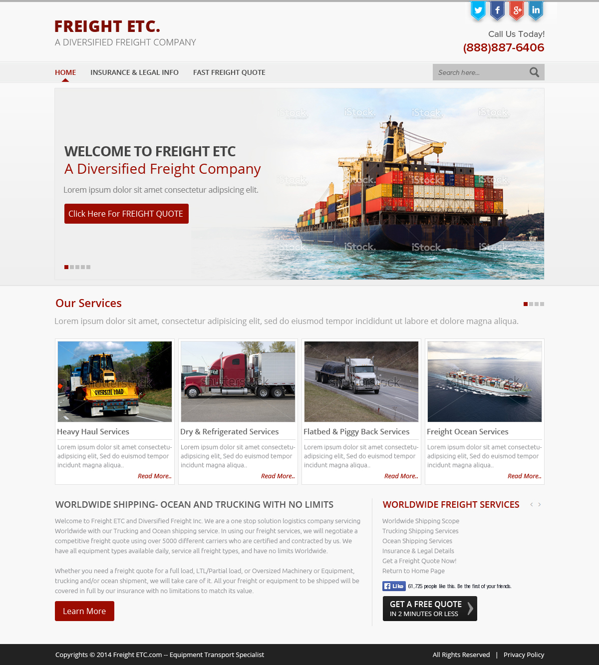 Wordpress Design by OM for Freight Etc Inc. | Design #4391951
