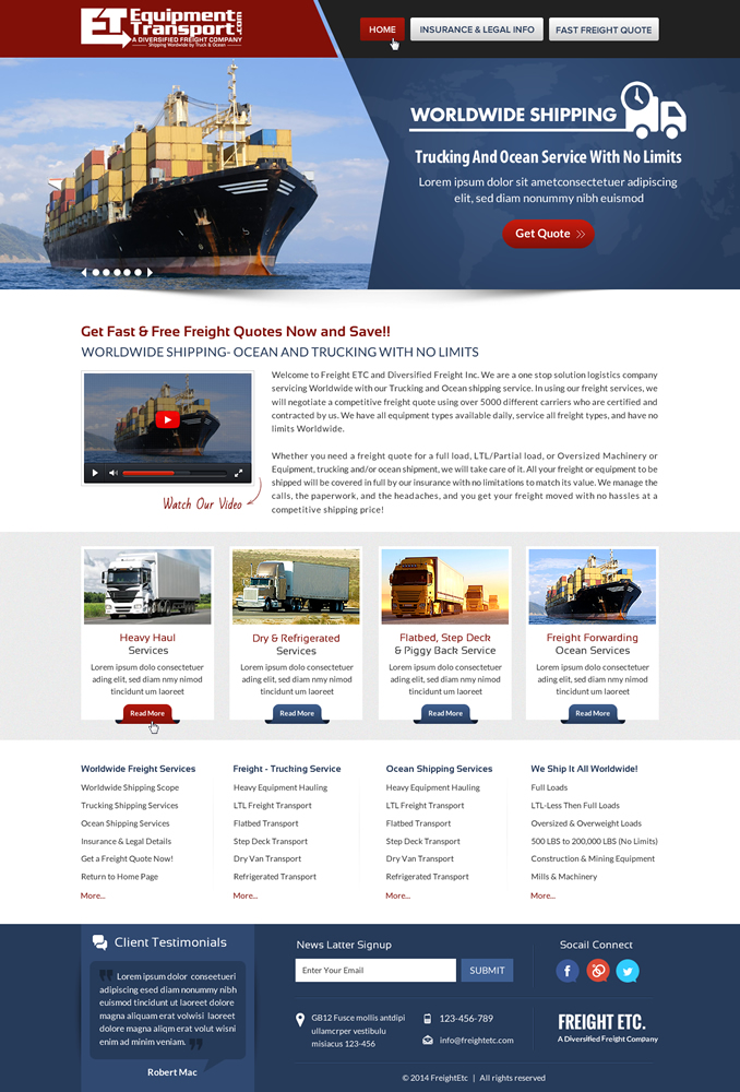 Wordpress Design by Sbss for Freight Etc Inc. | Design: #4438133
