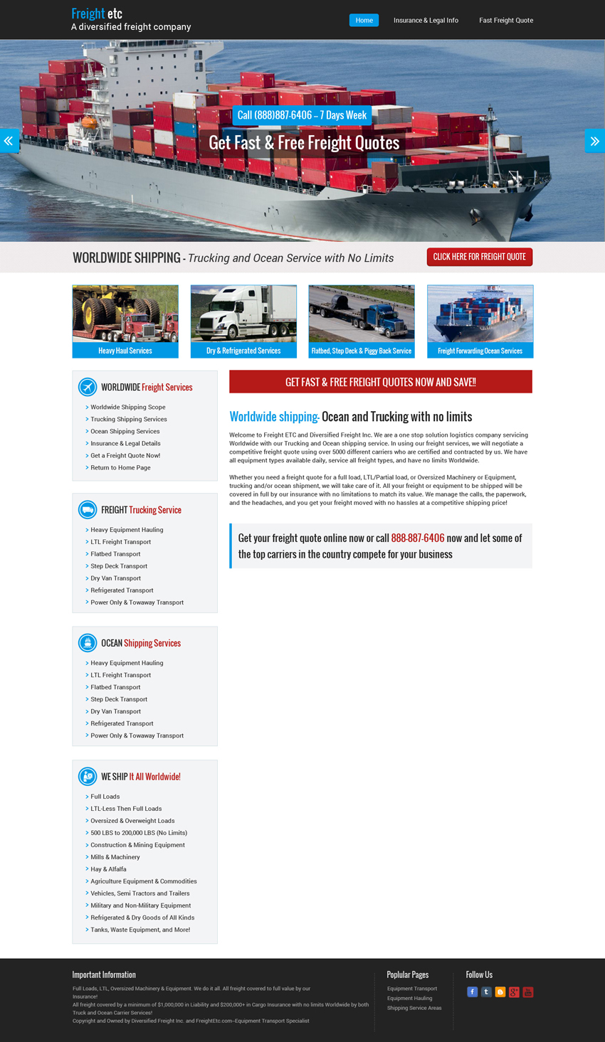 Design Wordpress par Redsquare infotech pour Freight Etc Inc. | Design #4411897