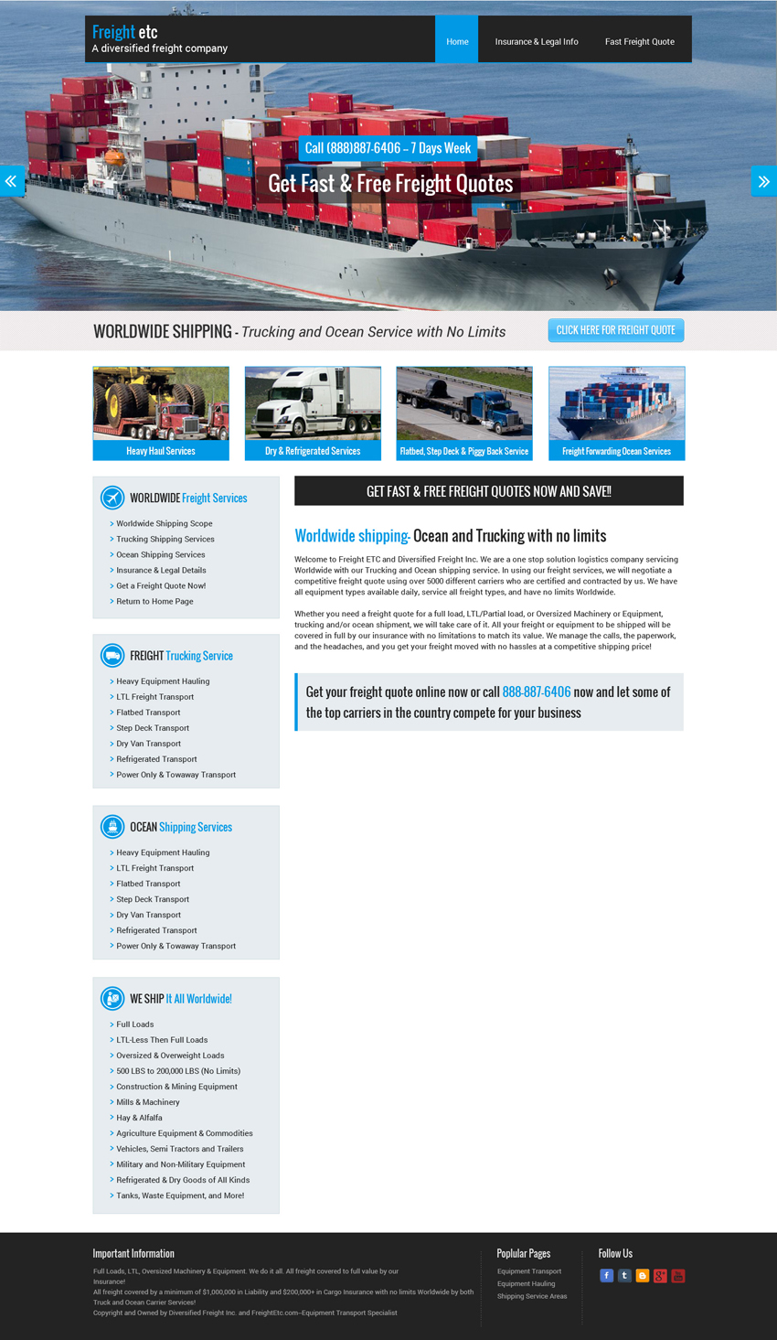 Wordpress Design by Redsquare infotech for Freight Etc Inc. | Design #4416057