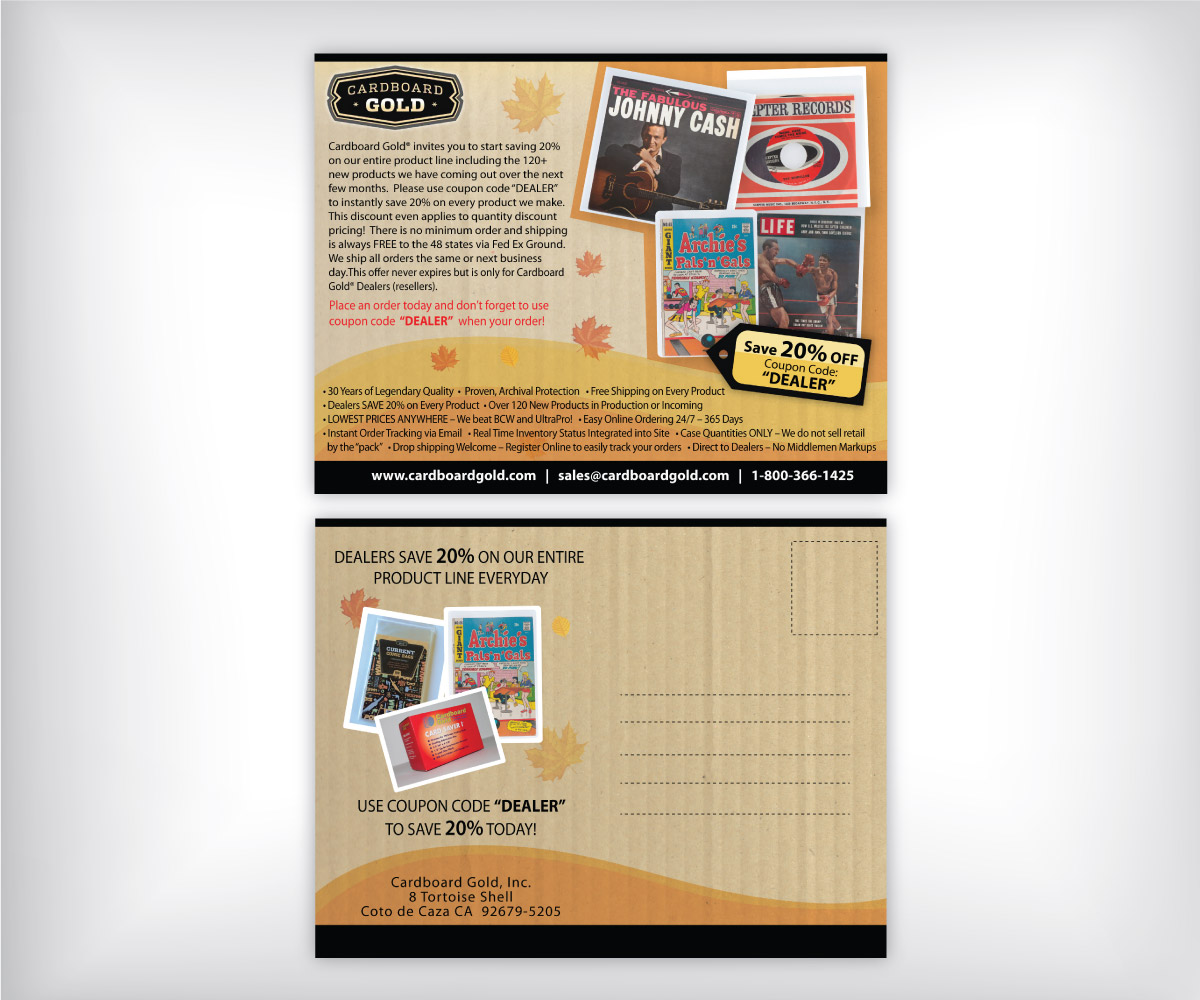 Diseño de Postal por Chitra para Cardboard+Gold%2C+Inc. | Diseño #4378242