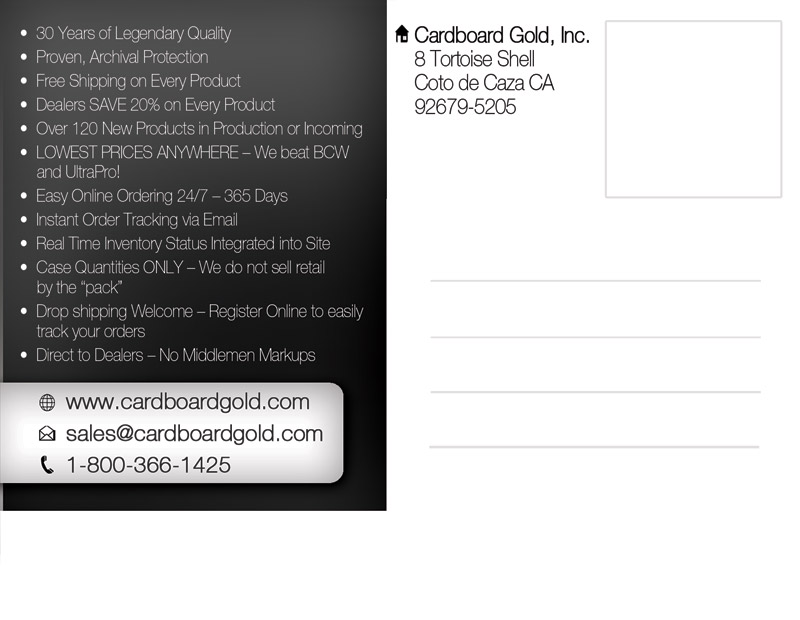 Postcard Design by alessandroevge for Cardboard+Gold%2C+Inc. | Design #4369588