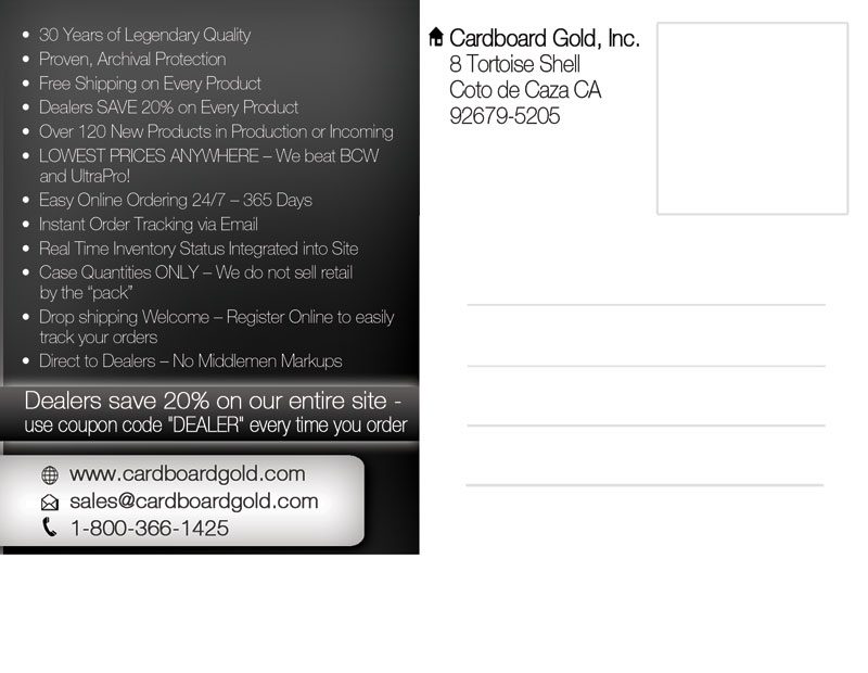 Postcard Design by alessandroevge for Cardboard+Gold%2C+Inc. | Design #4378369