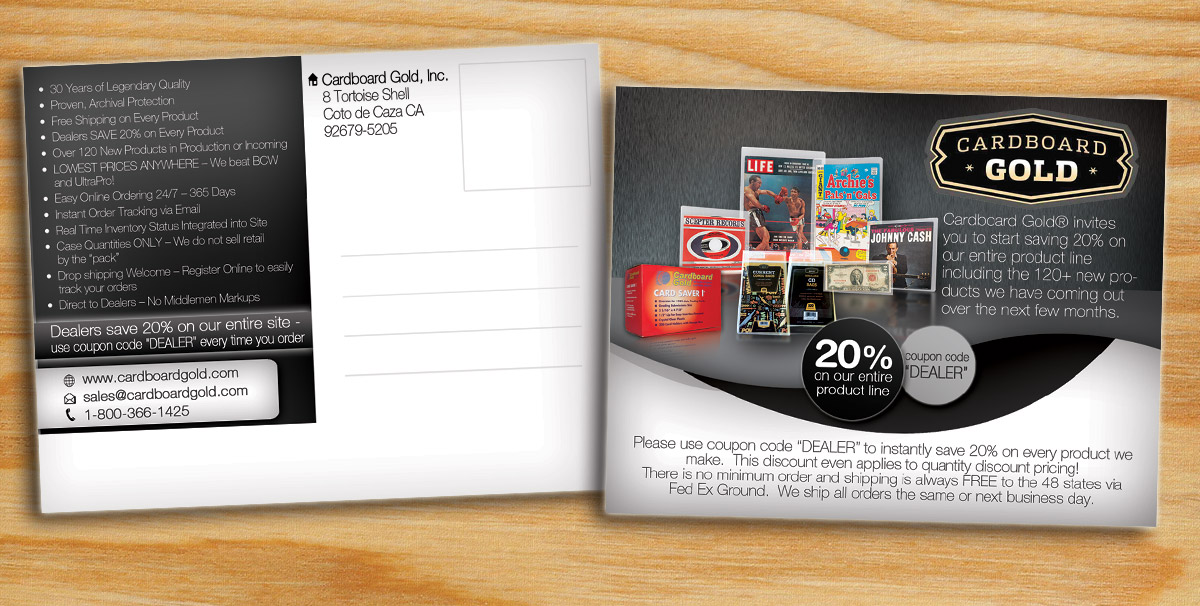 Postcard Design by alessandroevge for Cardboard+Gold%2C+Inc. | Design #4378376