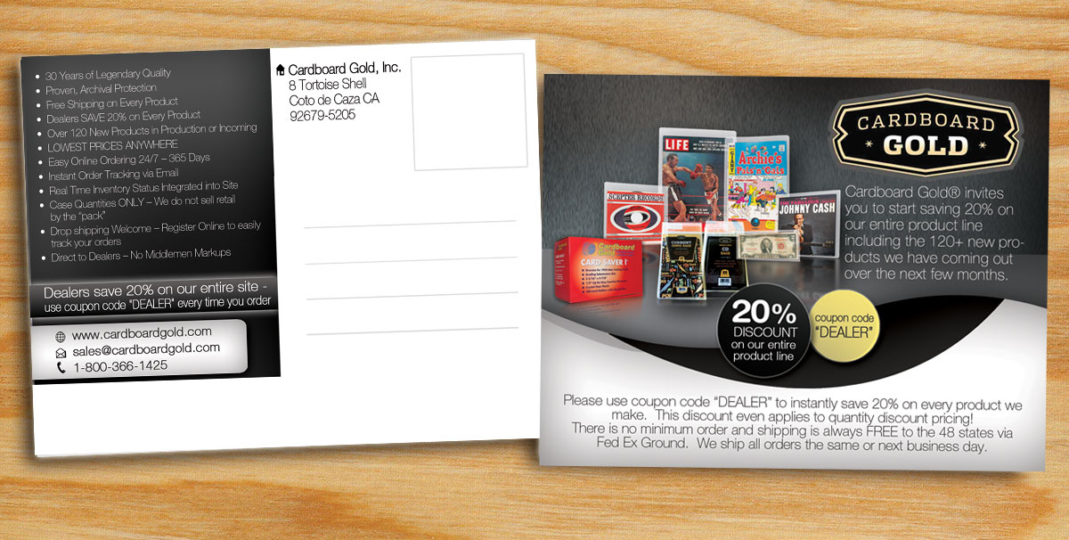 Postcard Design by alessandroevge for Cardboard+Gold%2C+Inc. | Design: #4378888