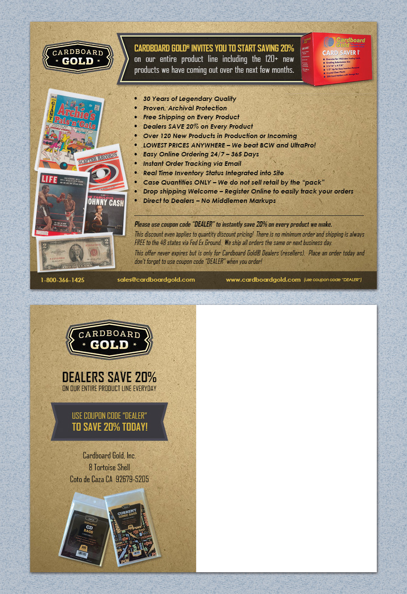 Postcard Design by Deip designs for Cardboard+Gold%2C+Inc. | Design #4369597