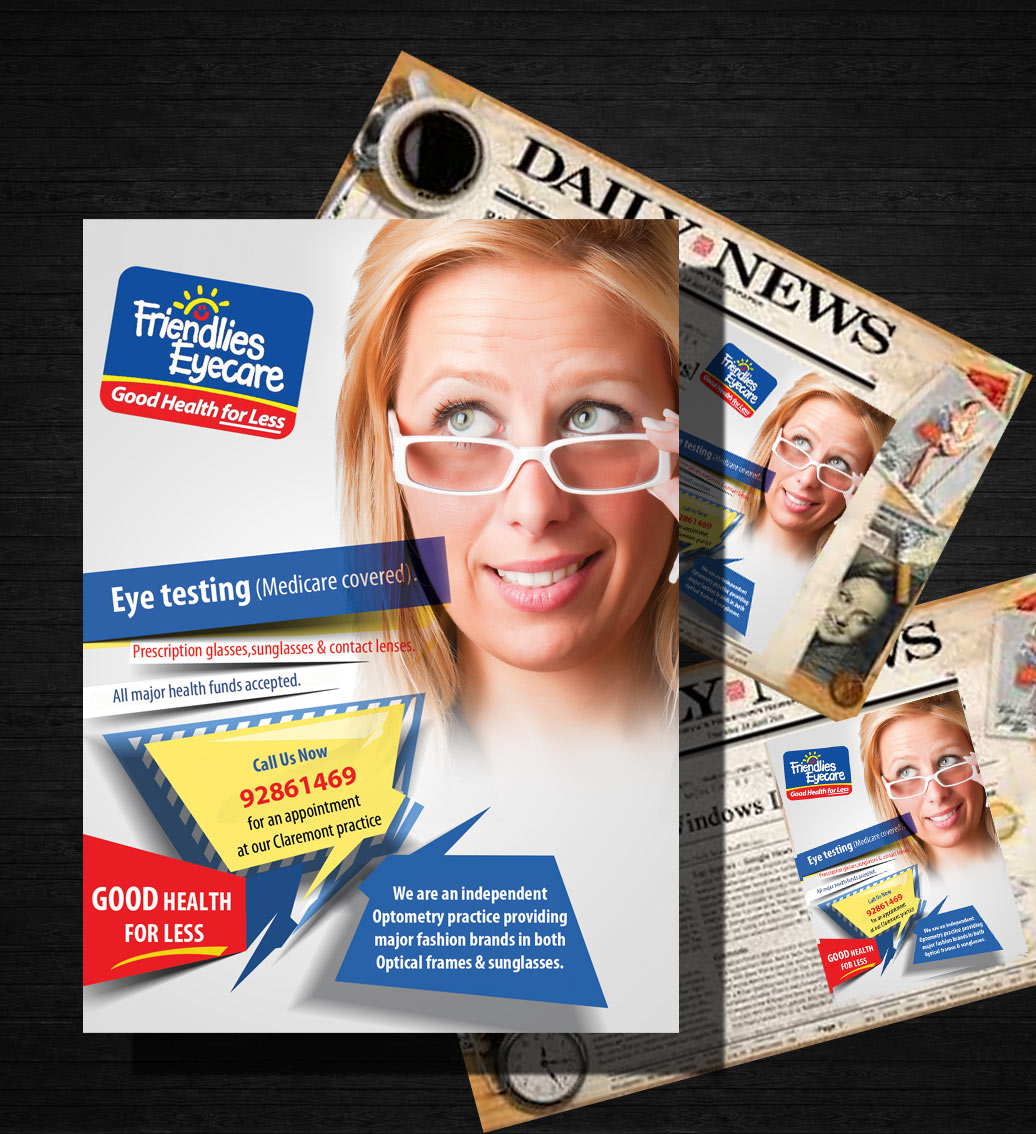 Diseño de Flyer por uk para Friendlies Eyecare | Diseño #4417975