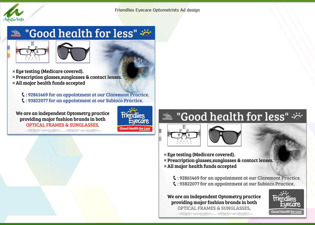 Flyer-Design von AditiArts für Friendlies Eyecare | Design #4453382