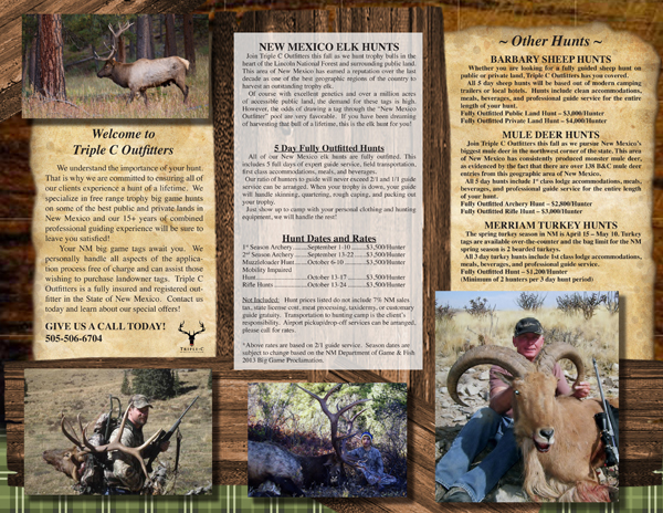 Brochure Design by jmsgraphicdesign for Triple C Outfitters | Design #1272999