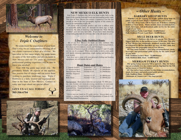 Brochure Design by jmsgraphicdesign for Triple C Outfitters | Design #1273678