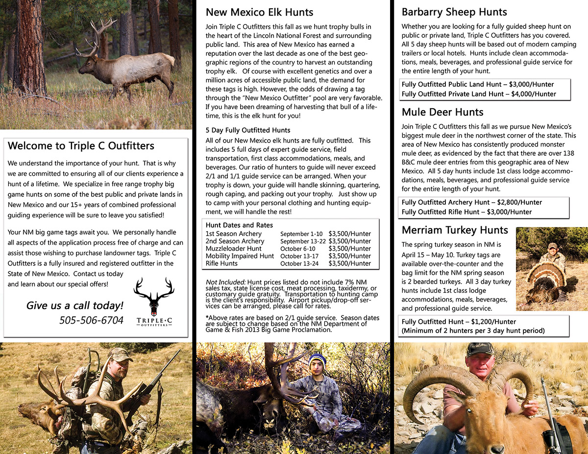 Brochure Design by SuzanneWalter for Triple C Outfitters | Design #1263179