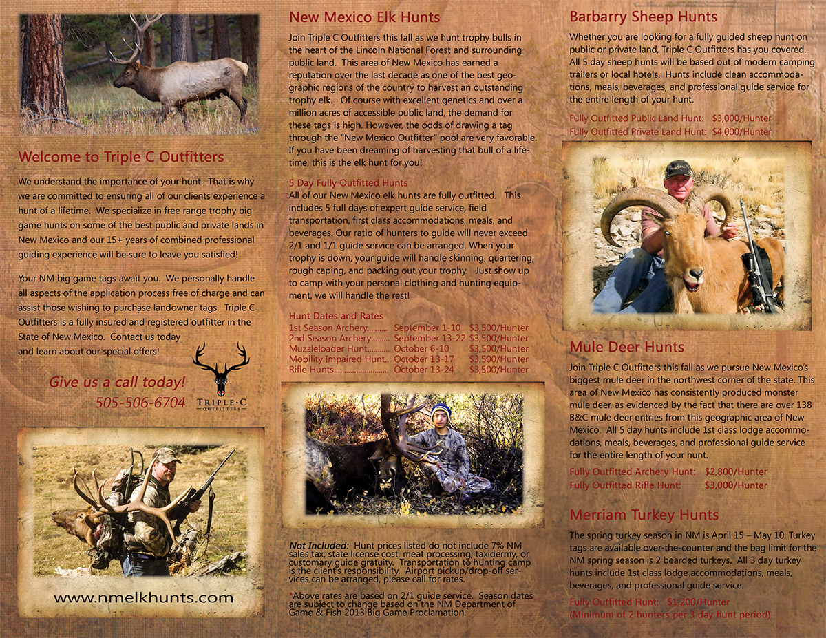 Brochure Design by SuzanneWalter for Triple C Outfitters | Design #1264302