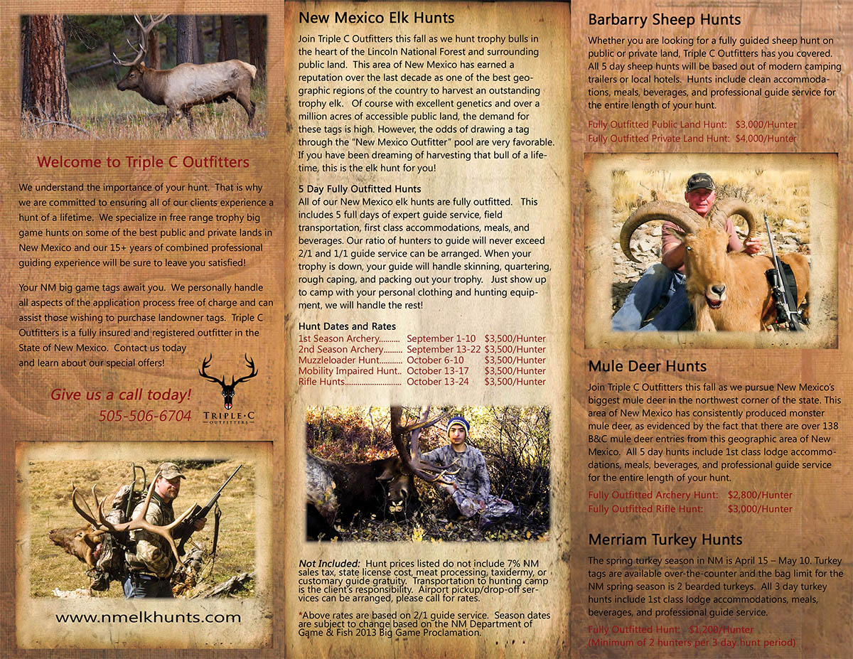 Design de Brochure par SuzanneWalter pour Triple C Outfitters | Design #1264377