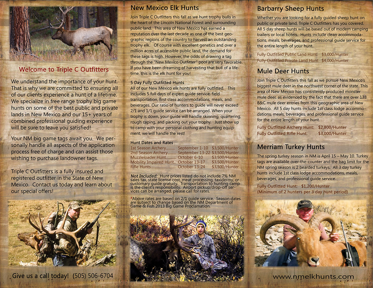 Brochure Design by SuzanneWalter for Triple C Outfitters | Design #1264615