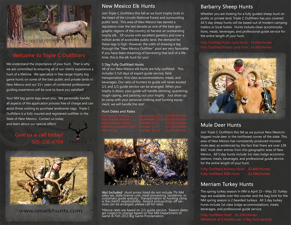 Brochure Design by SuzanneWalter for Triple C Outfitters | Design #1273736