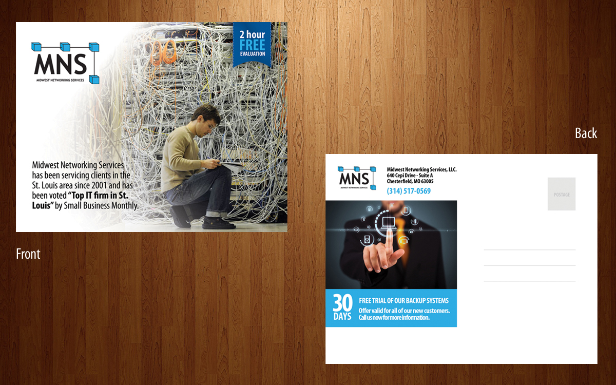 Diseño de Postal por an3 para Midwest Networking Services | Diseño #4448896