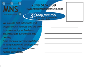 Diseño de Postal por John-Alexander Design para Midwest Networking Services | Diseño: #4415884