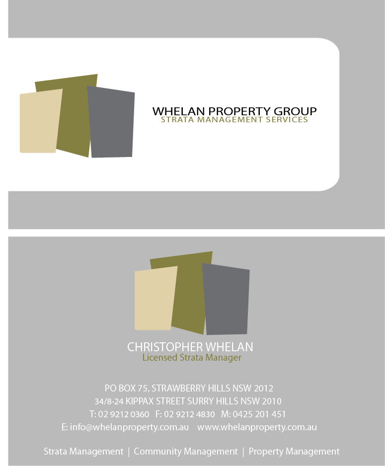 Business Card Design by Marek Design for Whelan Property Group | Design #196114