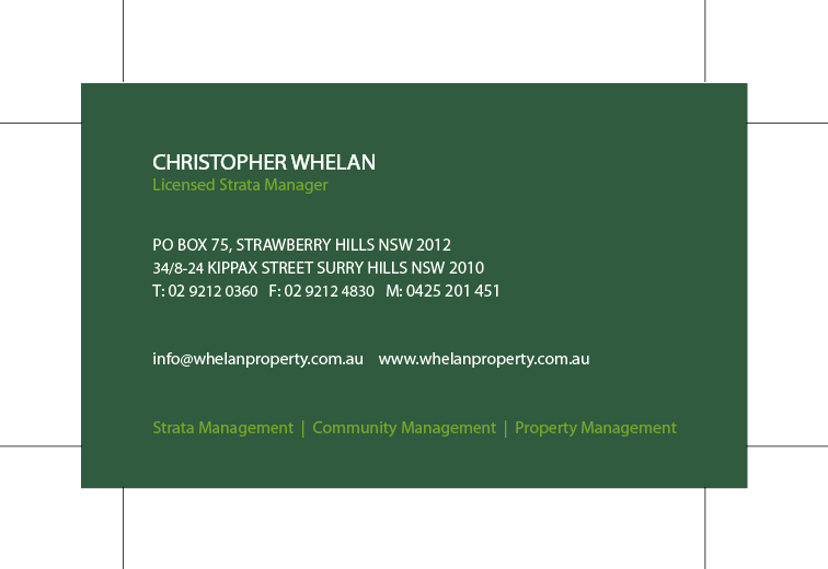 Business Card Design by Sciuibidiz Design | BOLOGNA for Whelan Property Group | Design #197277