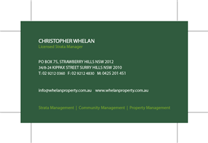 Business Card Design by Sciuibidiz Design | BOLOGNA for Whelan Property Group | Design: #197277