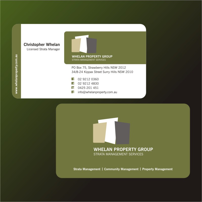 Business Card Design by mag wong for Whelan Property Group | Design #188639