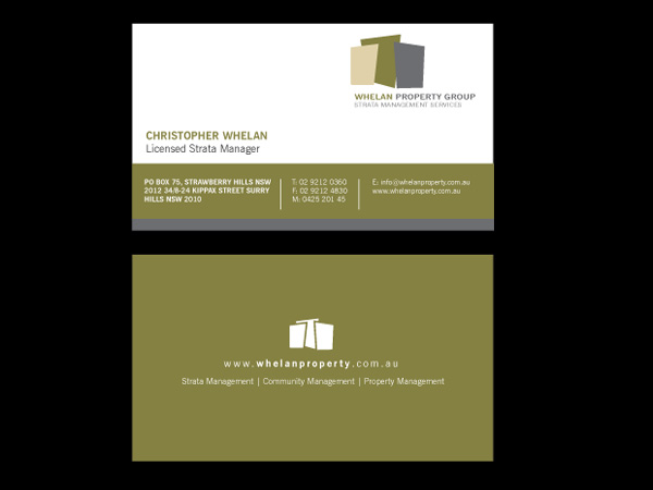 Design de Carte de Visite par Priyo Subarkah pour Whelan Property Group | Design #188767