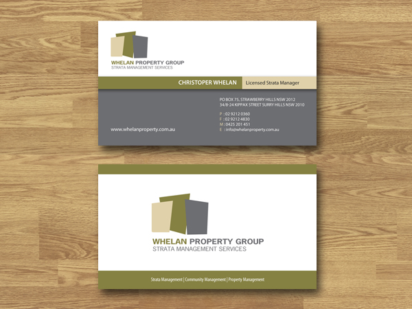 Business Card Design by Adrian P for Whelan Property Group | Design #187691