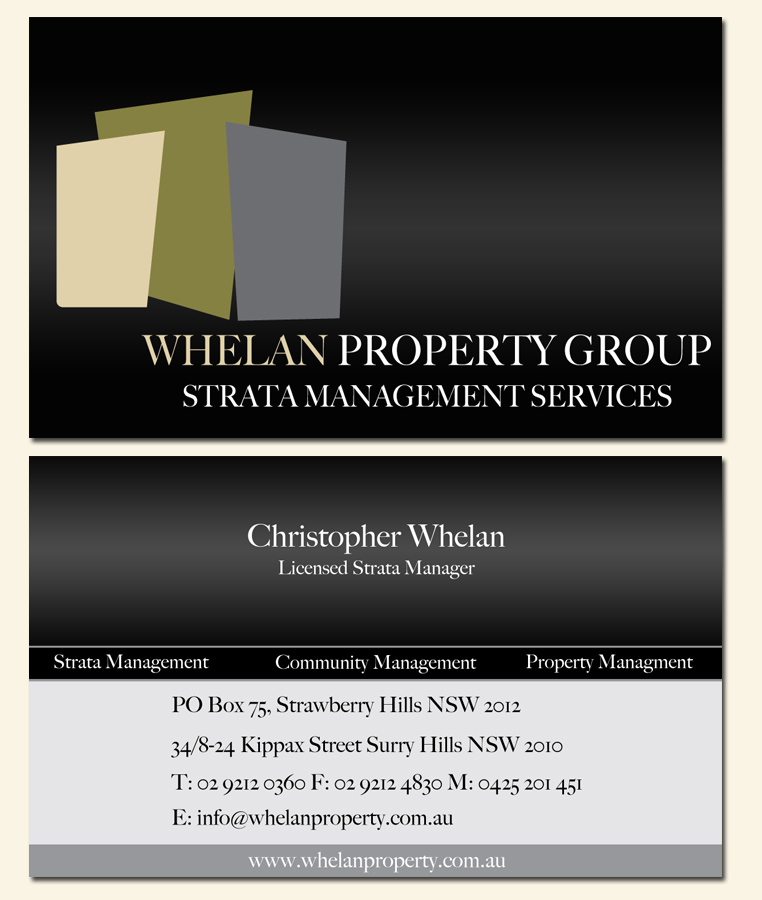 Business Card Design by BMF Design for Whelan Property Group | Design #191235