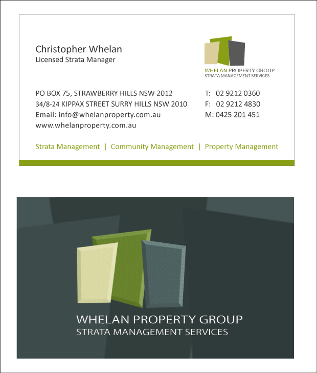 Business Card Design by aneela for Whelan Property Group | Design #197011