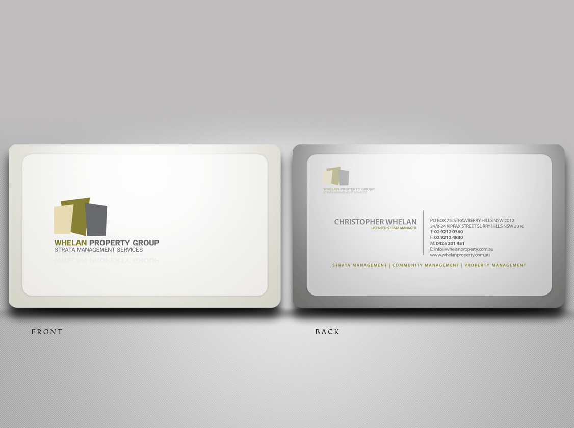 Professional, Upmarket, Business Business Card Design for Whelan Property Group by disign