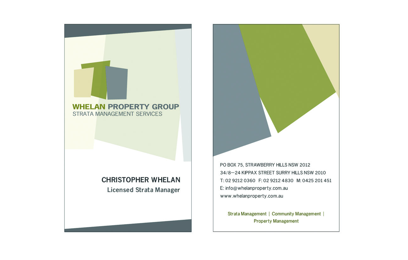 Diseño de Tarjeta de Presentación por thefineprint para Whelan Property Group | Diseño #193484