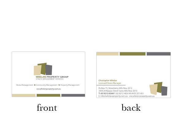 Business Card Design by Design by Belinda Gillies for Whelan Property Group | Design #196707
