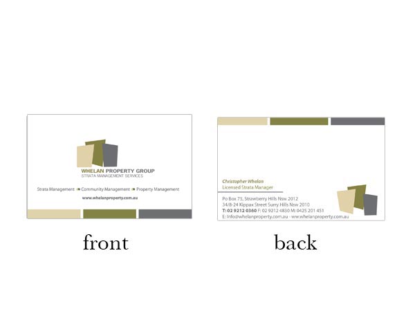Business Card Design by Design by Belinda Gillies for Whelan Property Group | Design #196959