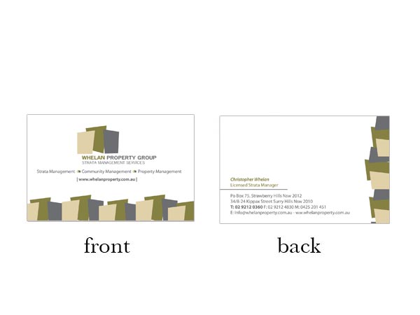 Business Card Design by Design by Belinda Gillies for Whelan Property Group | Design #196964
