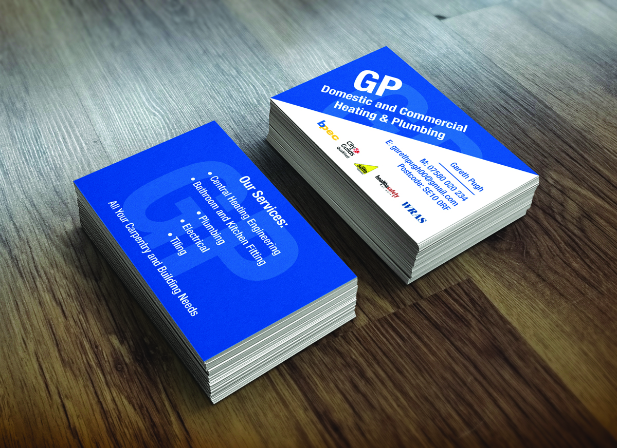Business Card Design by Abricorn for GP Domestic Commercial Heating Plumbing | Design #4404603