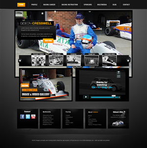 Racing driver portfolio site, responsive layout built on Drupal | Diseño Web por eMango