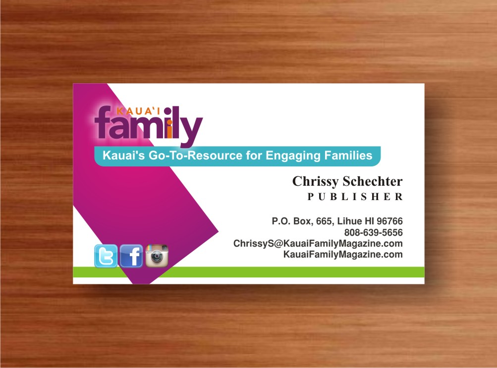 Business Card Design by Ron_Hab Graphics for Kauai Family Magazine LLC. | Design #4437605