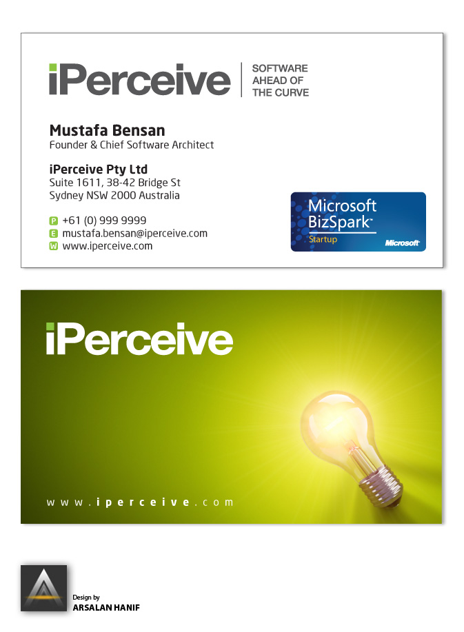 Business Card Design by Arsalan Hanif for iPerceive | Design #194190