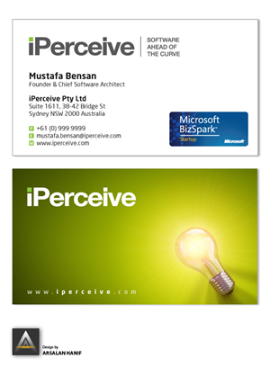 Business Card Design by Arsalan Hanif for iPerceive | Design: #194190