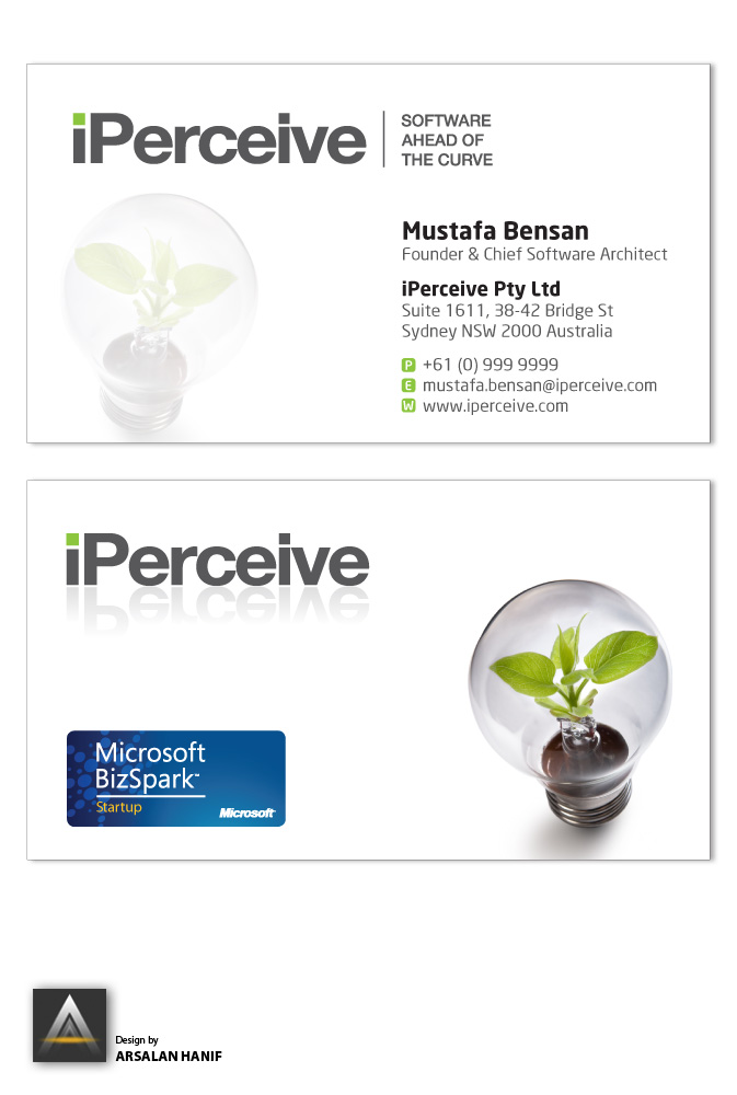 Business Card Design by Arsalan Hanif for iPerceive | Design #196887