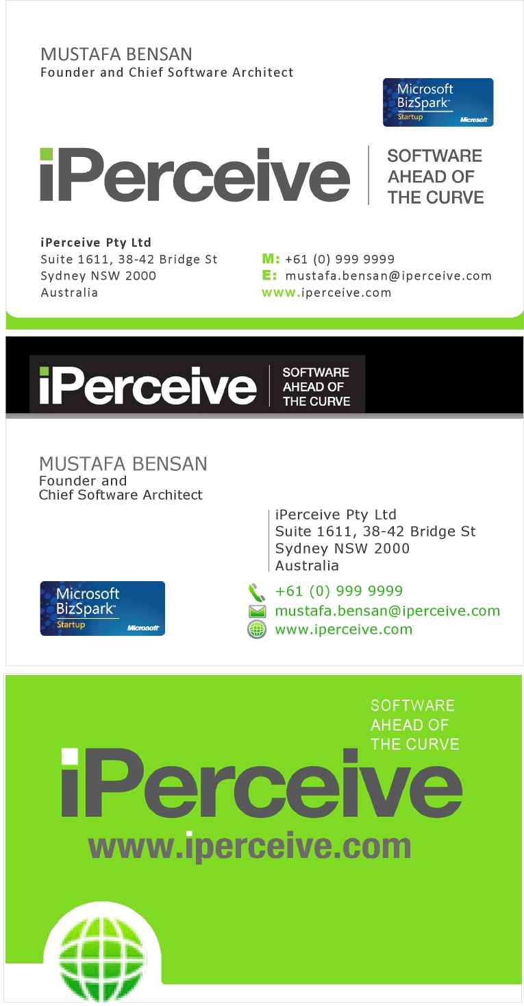 Business Card Design by aneela for iPerceive | Design #189319