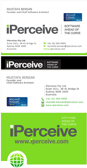 Business Card Design by aneela for iPerceive | Design: #189319